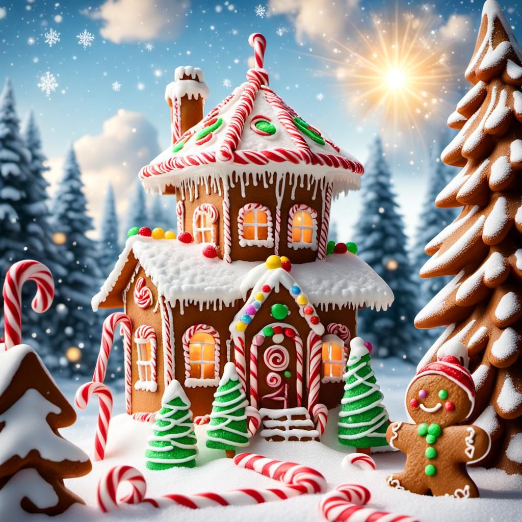 Gingerbread House in Winter Wonderland