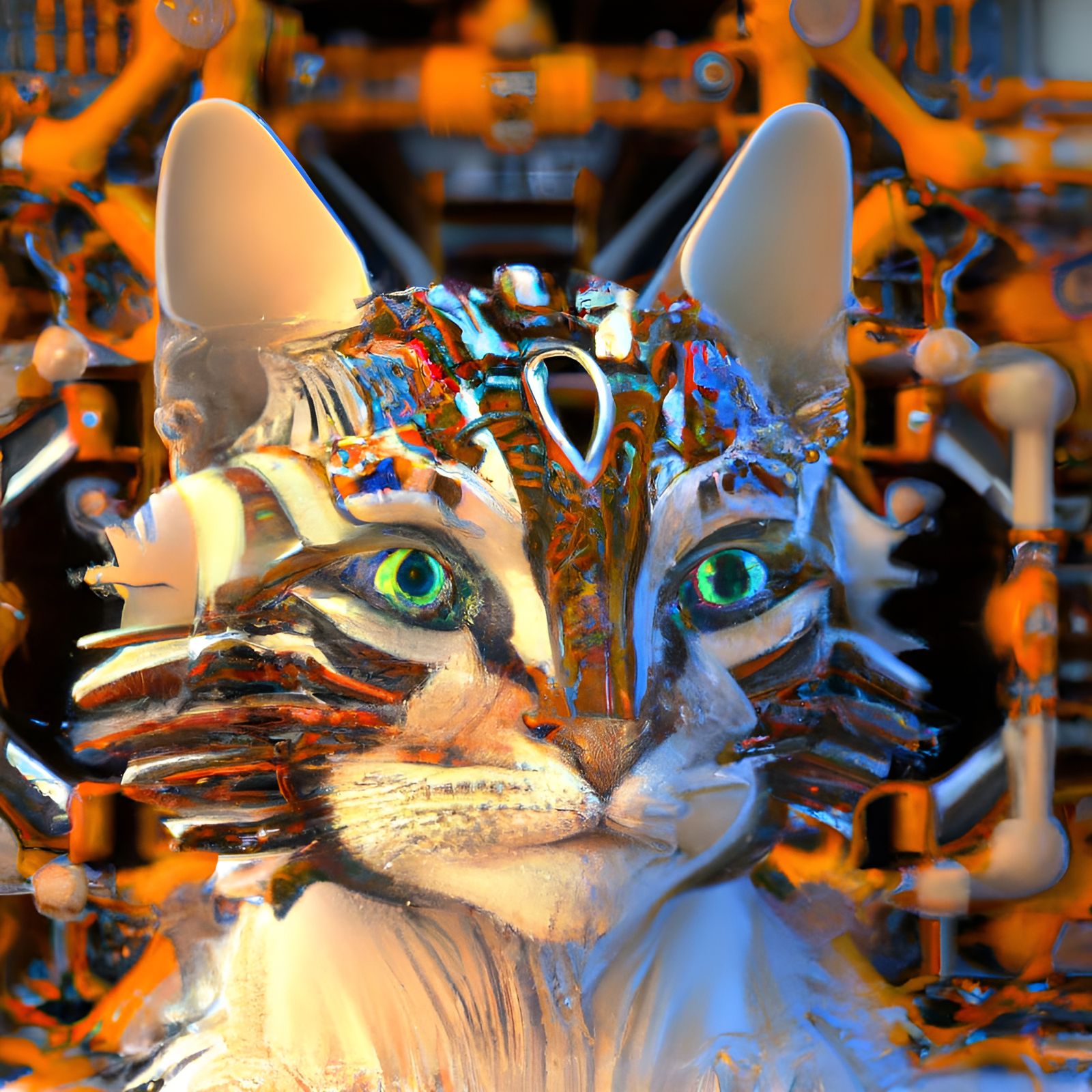 Biomechanical Cyborg Cat Portrait in 3D Render