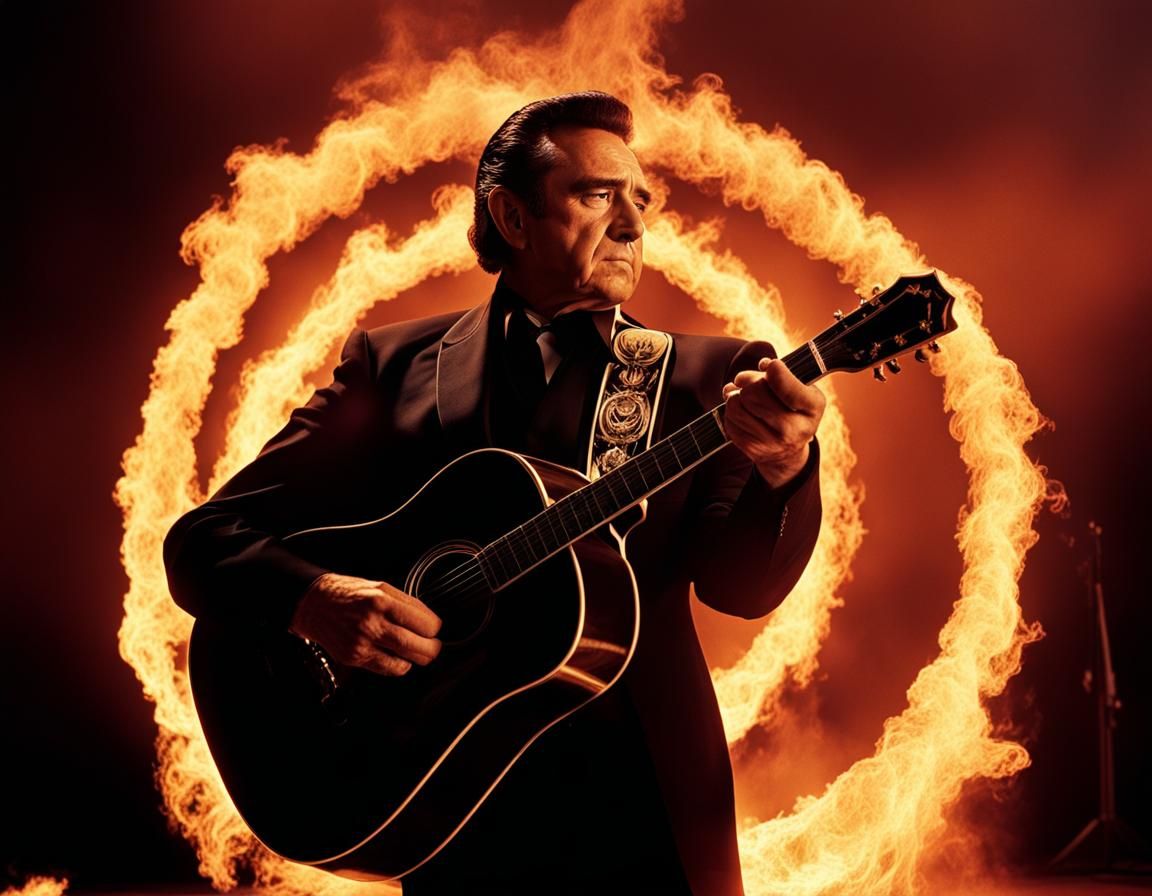 Musician Performing Inside Ring of Fire