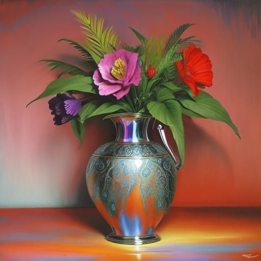 Silver Vase in Surrealist Hyper-Realism