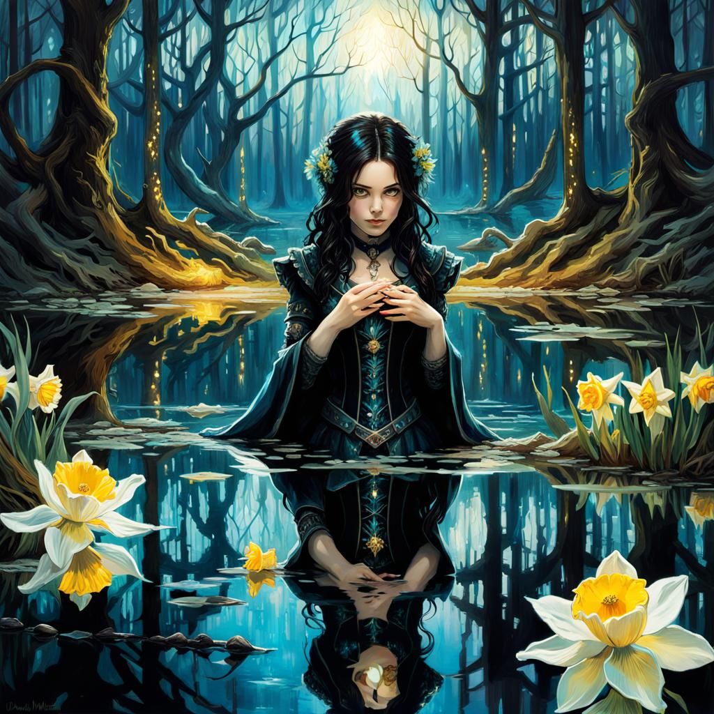 Bioluminescent Steampunk Chibi Character in Dark Fantasy Sty...