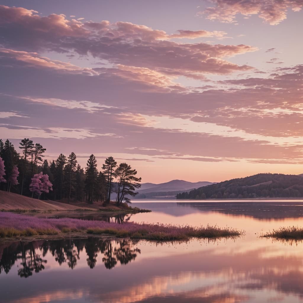 Dreamy Surrealist Sunset Landscape in Soft Focus