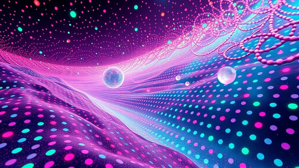 Surreal Neon Polka Dot World with Illusions