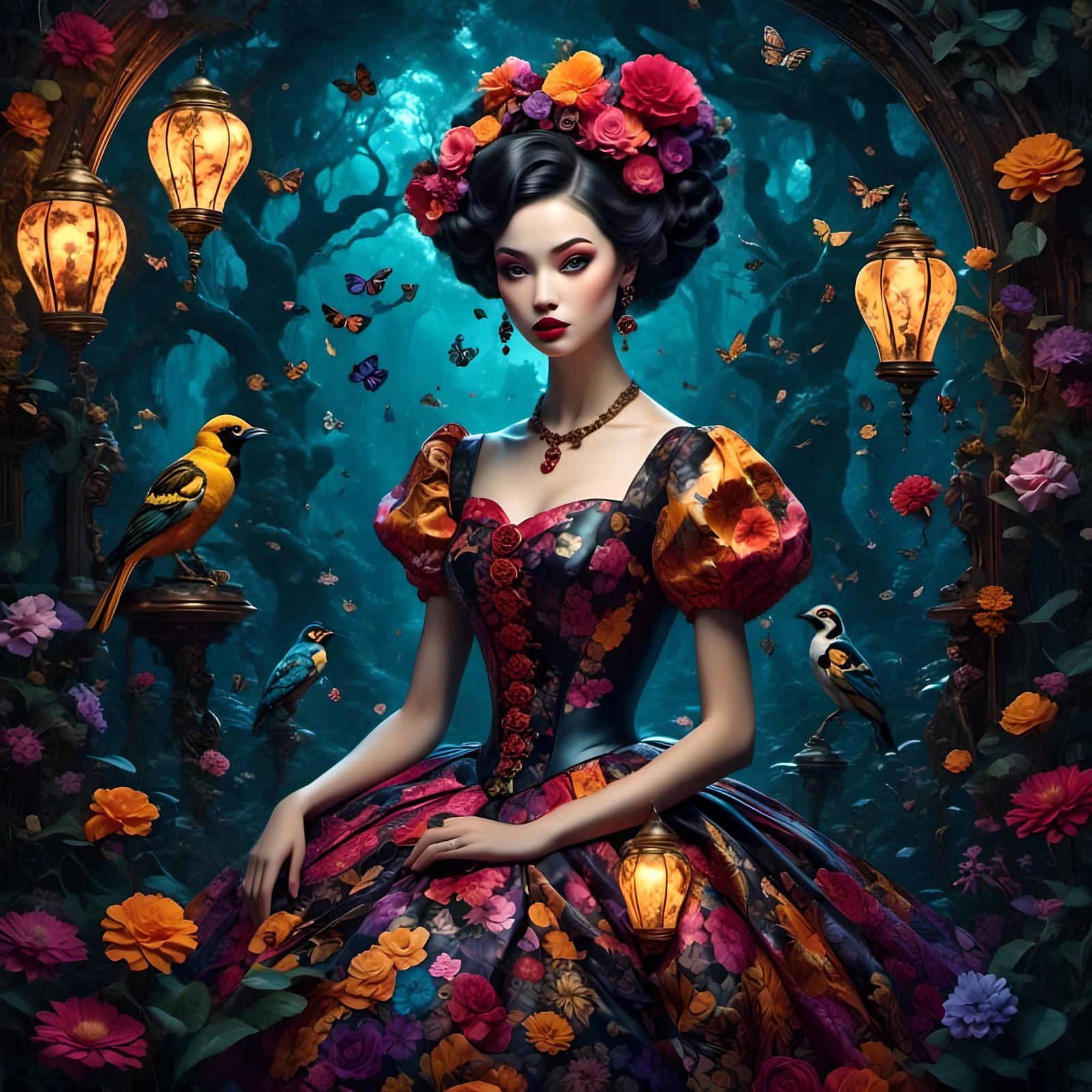 Surreal Woman Portrait in Dark Colors