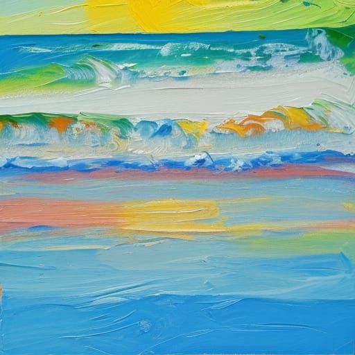 Expressionist Beach Party in Neo-Impressionist Style