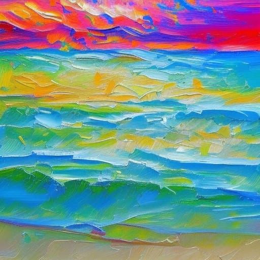 Impressionistic Beach Party with Textured Paint