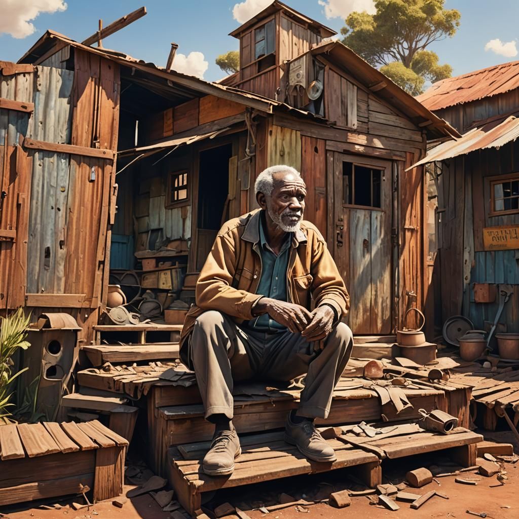 A Weathered South African Cottage Amidst a Vibrant Sunset