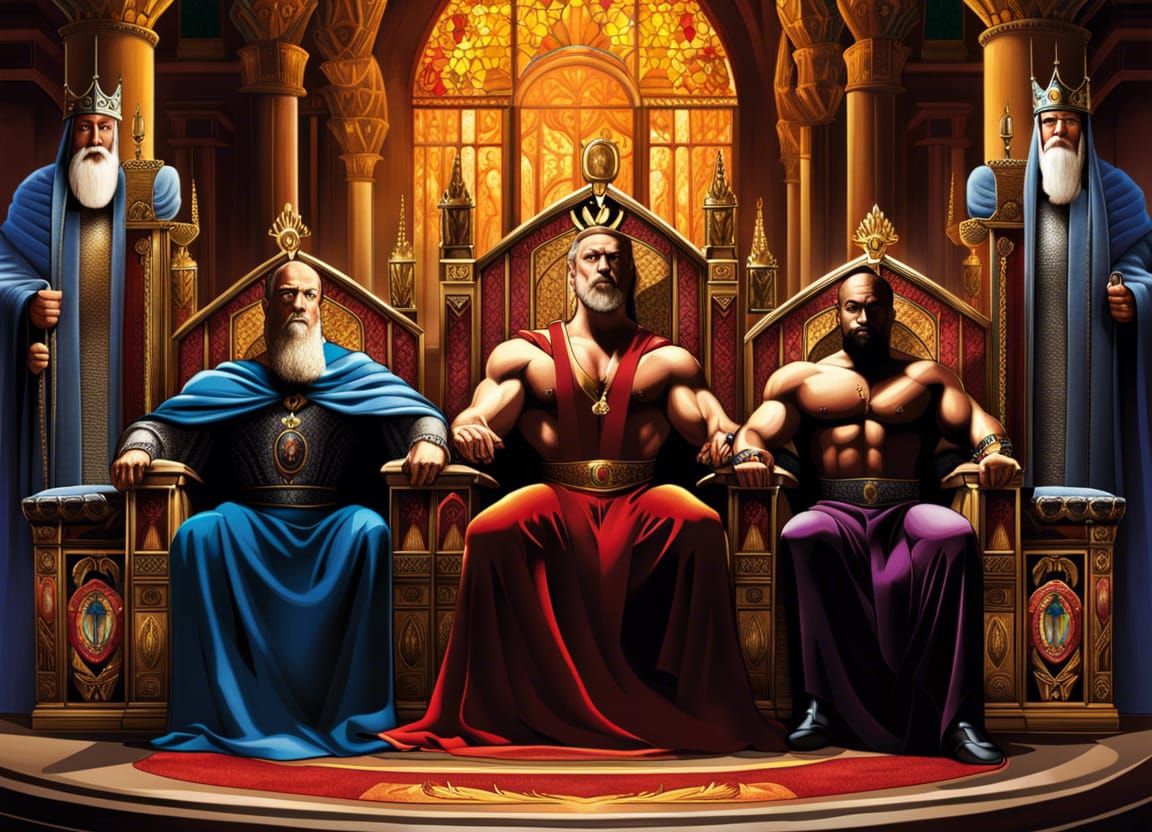 Three Kings on Thrones in Grand Stone Room