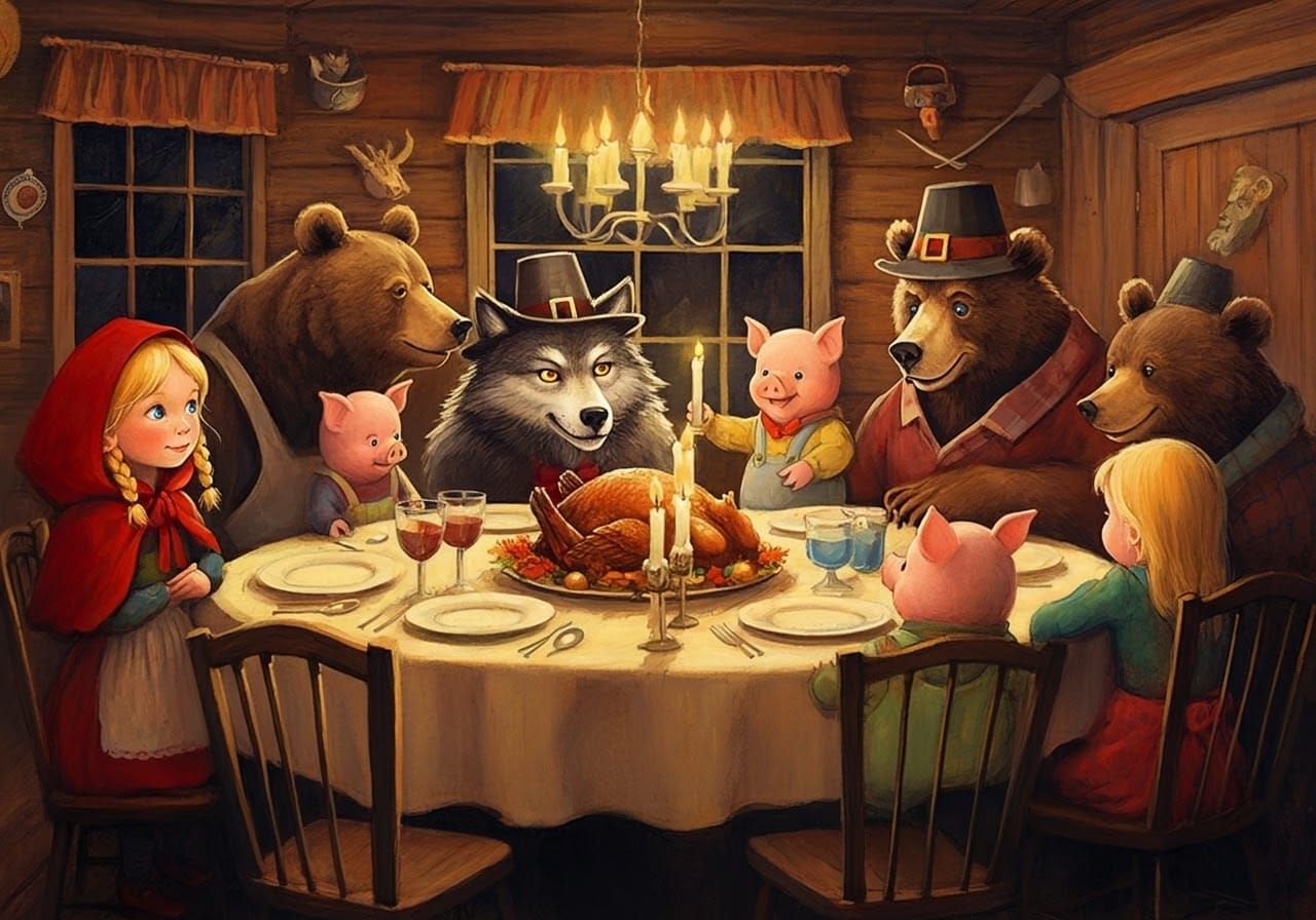 Fairy Tale Thanksgiving Dinner in Rockwell Style