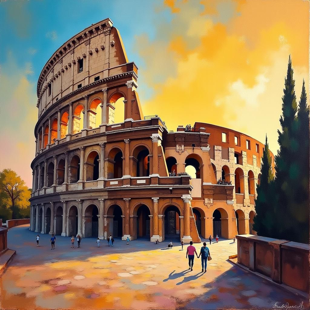 Colosseum Radiating Grandeur in Expressionist Style