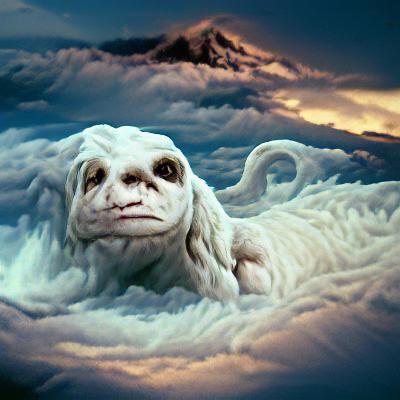 Falkor from Neverending Story as Impasto Painting