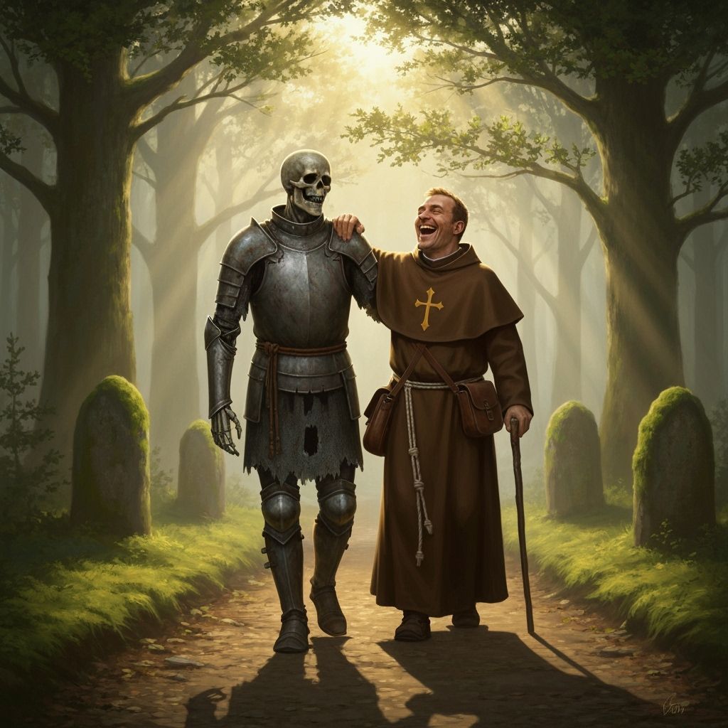 Undead Revenant and Priest Laughing in Misty Forest