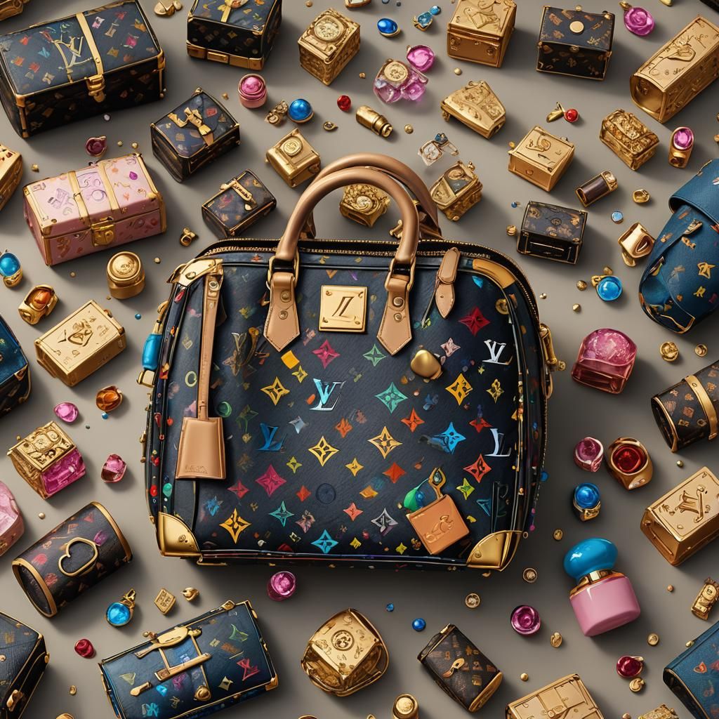 Louis Vuitton Purse Filled with Perfumes: Digital Art
