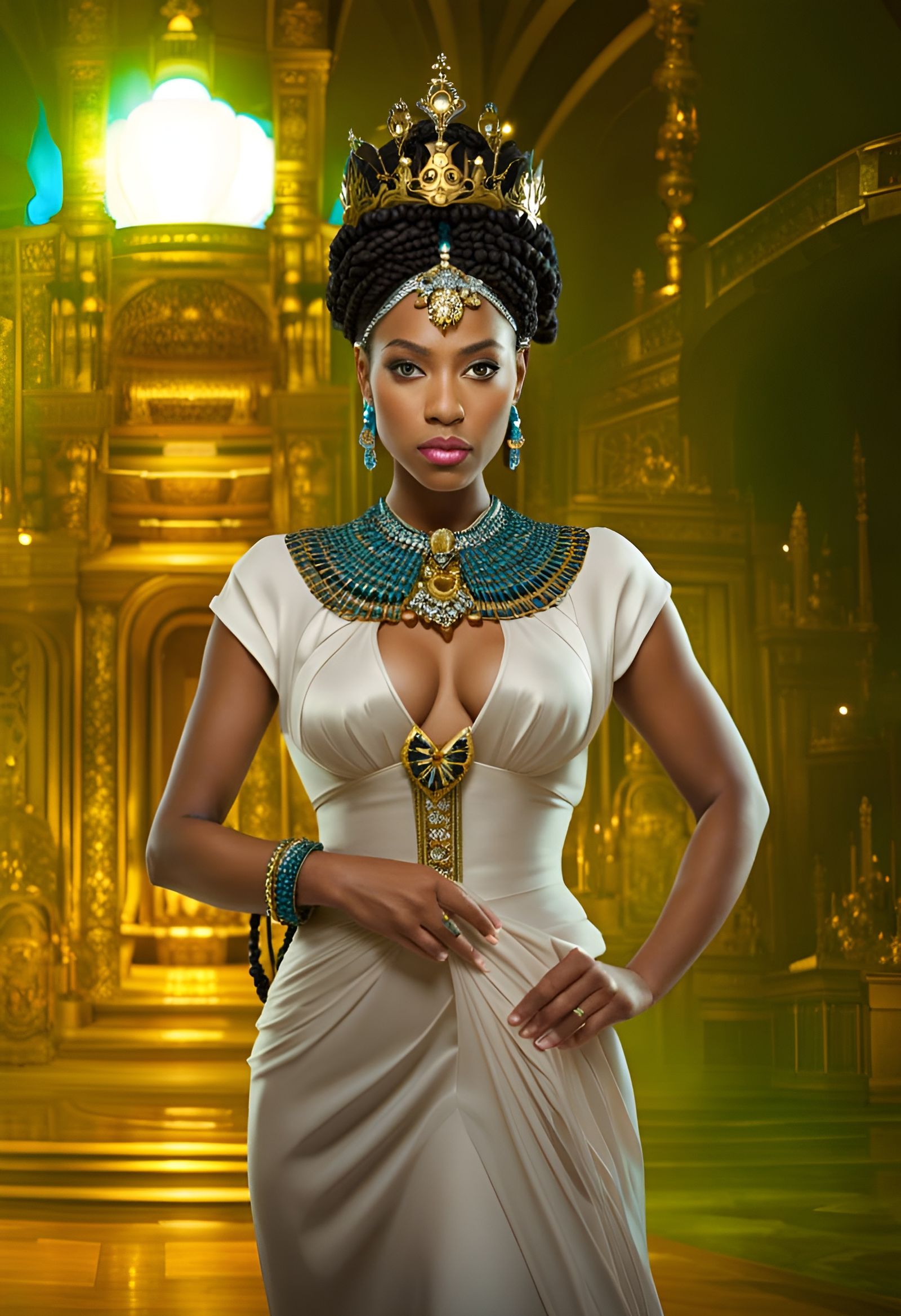 Princess in Golden Throne Room: Sharp Focus