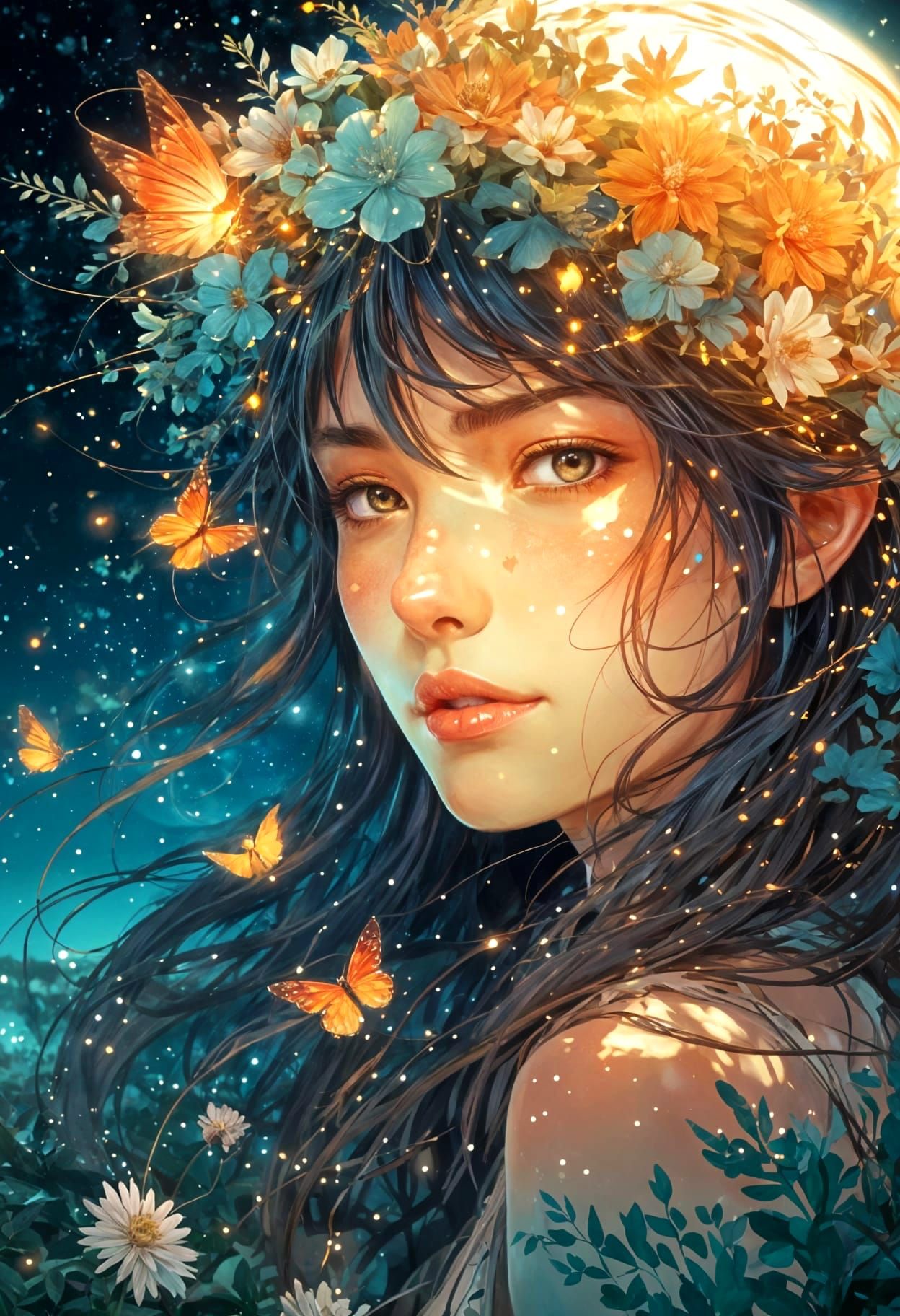 Anime Sunrise: Lone Figure in Radiant Forest