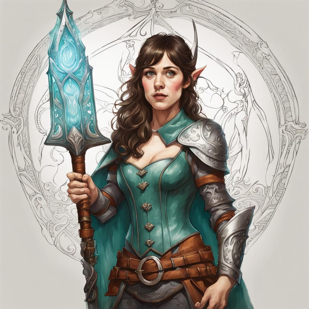 Zooey Deschanel, elf, dnd, adventurer