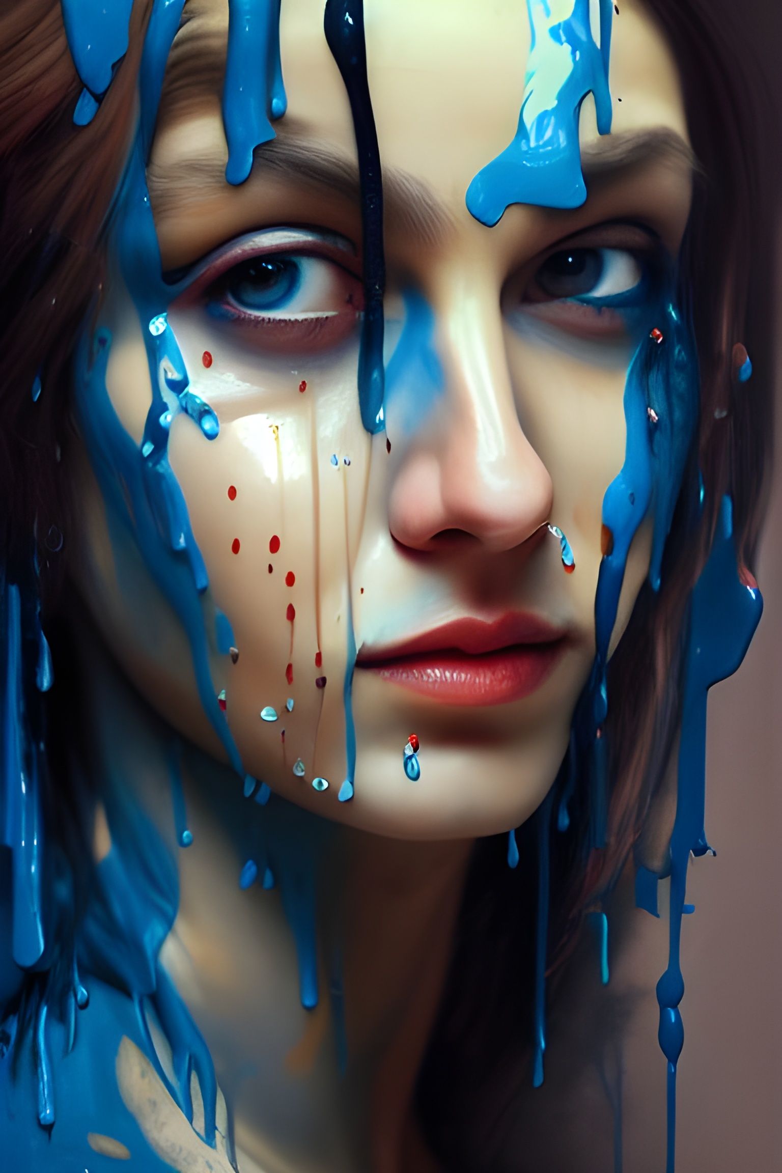 Hyperrealistic Portrait of Painter Woman in Expressionist St...