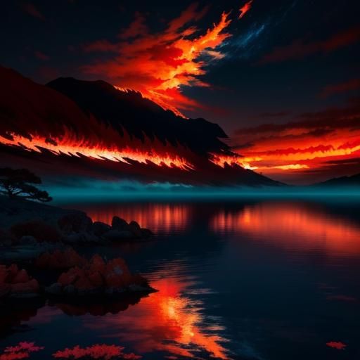 Dramatic Sunset Sea Concept Art by Greg Rutkowski