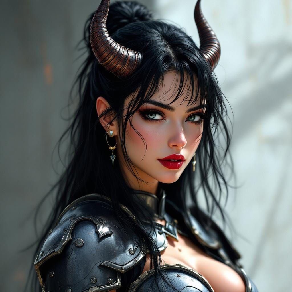 Black hair devil girl