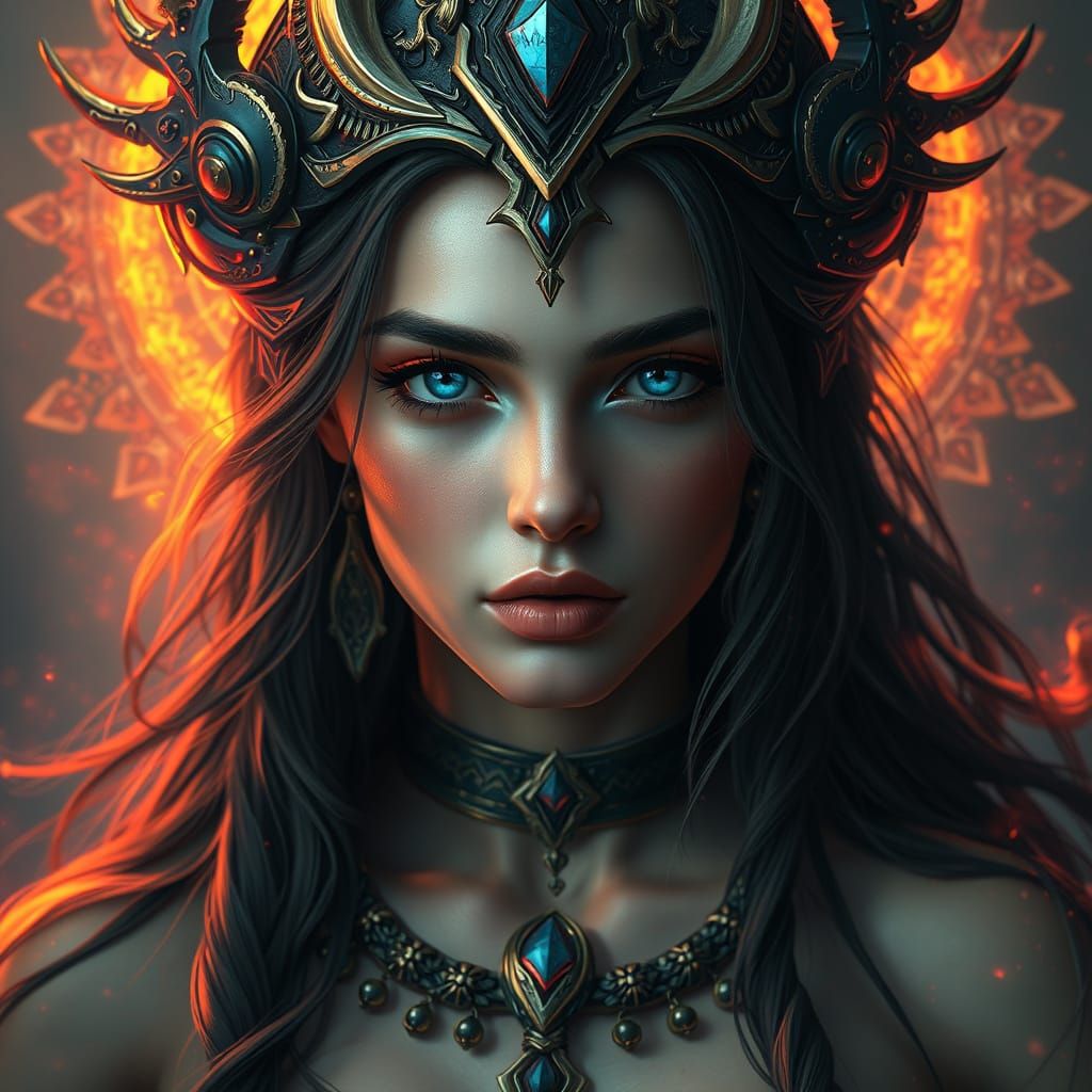 Goddess Lilith: Hyperdetailed Portrait in Art Nouveau Style