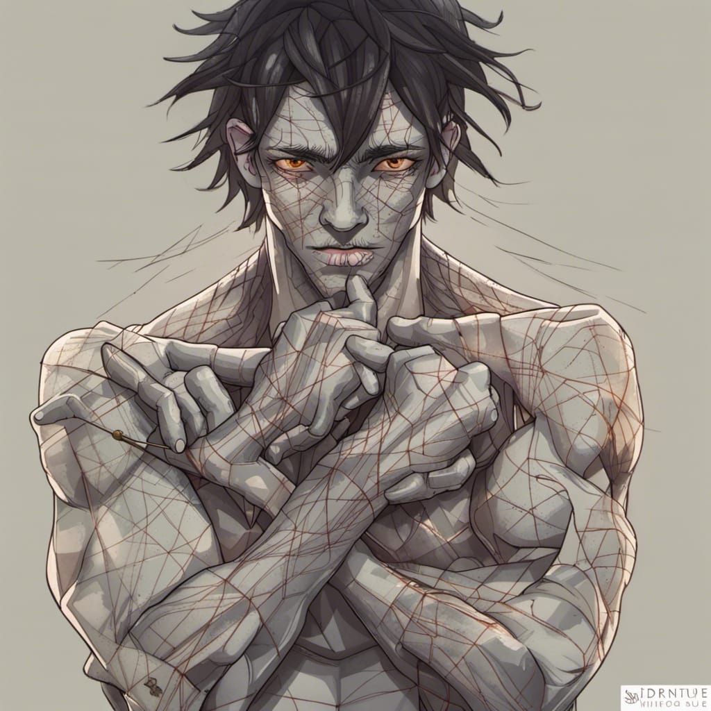 Anime Samurai Portrait Before Torii Gate