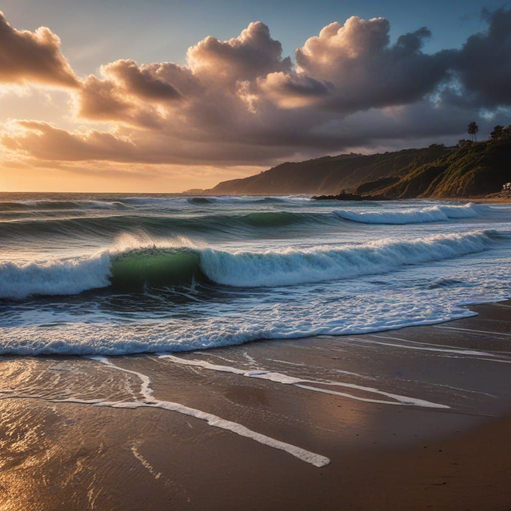 Hyperrealistic Surf Beach Scene in High Definition