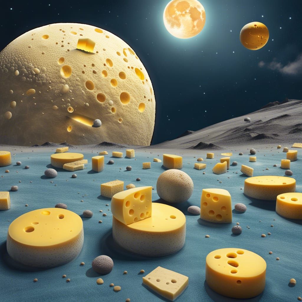 Cheese Moon Over Alien Planetscape
