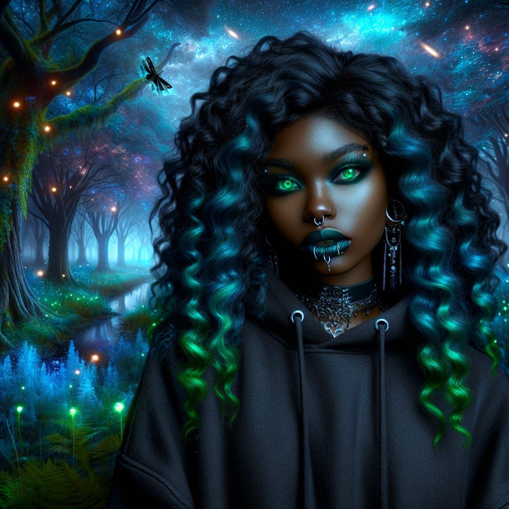 Enchanting Gothic Woman in Magical Forest, 8K