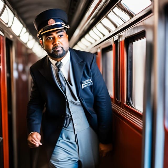 Train Conductor Portrait with Bokeh Effect