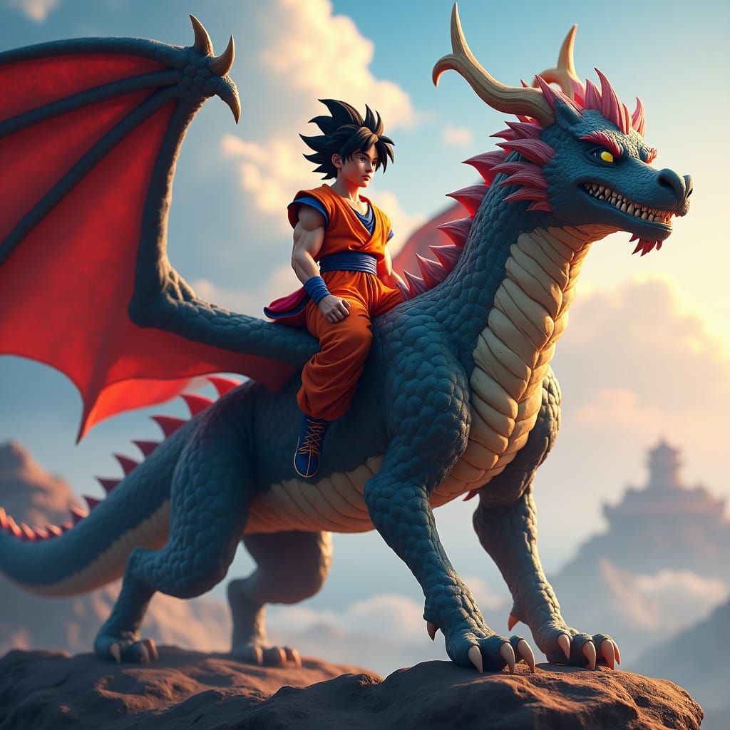 Dragon Ball Dragon-Wolf Fantasy Art in 8K
