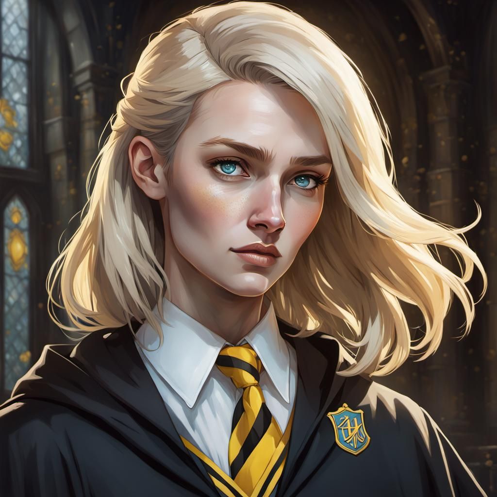 Hufflepuff Student Portrait in Art Nouveau Style
