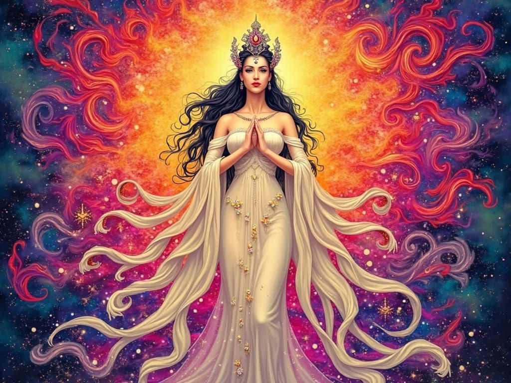 Ethereal Goddess of Samsara in Vibrant Colors