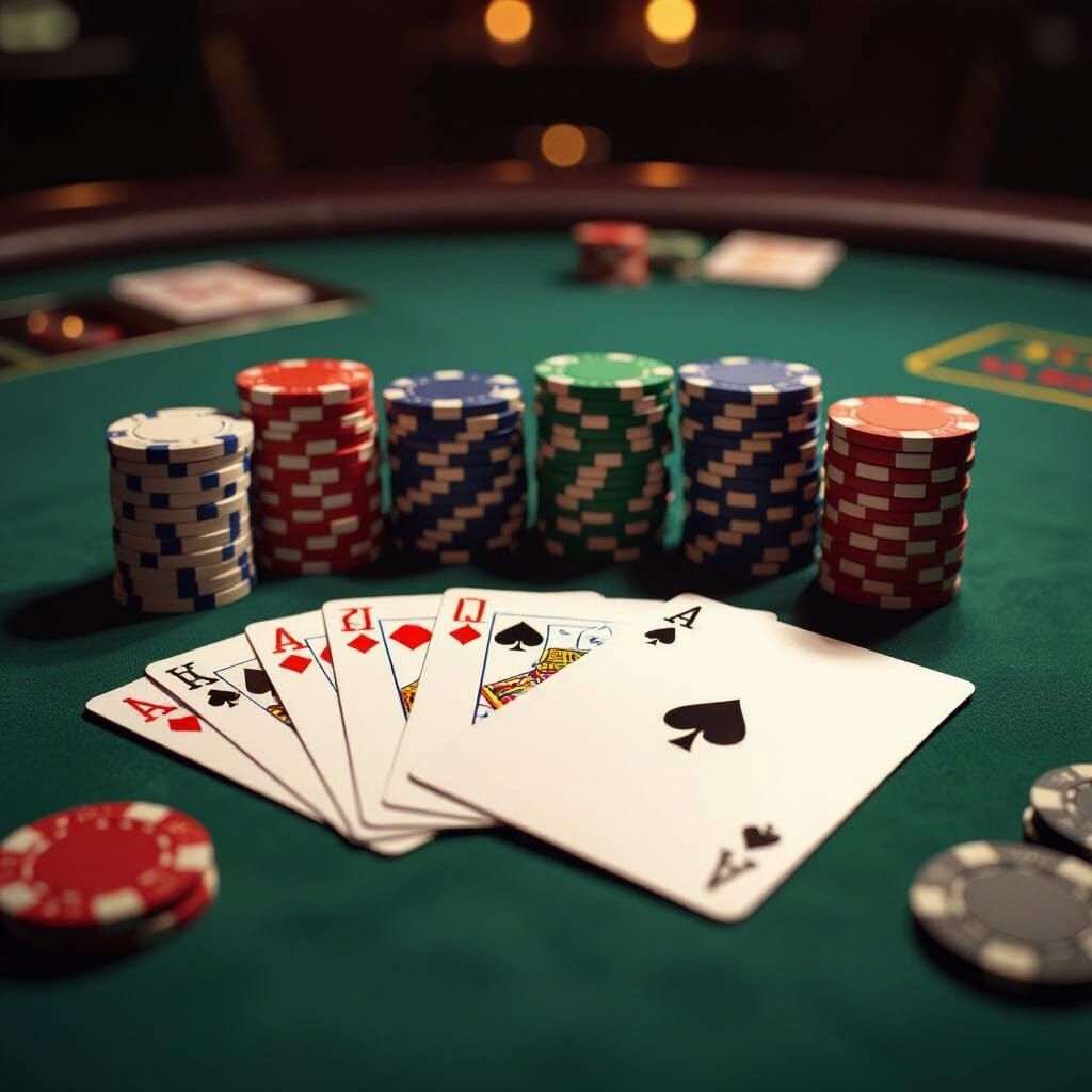 Joker Card on Poker Table in Cinematic Style