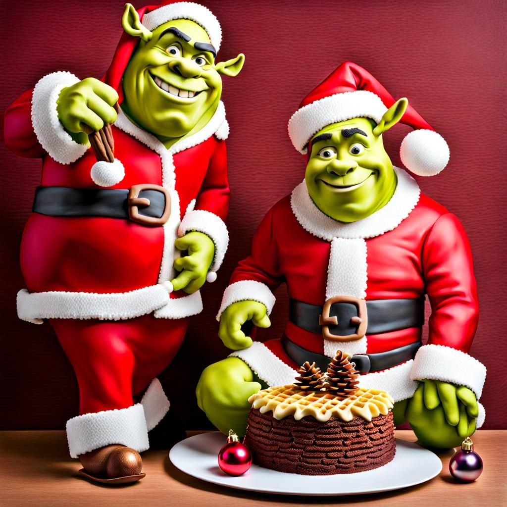 Shrek Christmas Cake Sculpture with Donkey