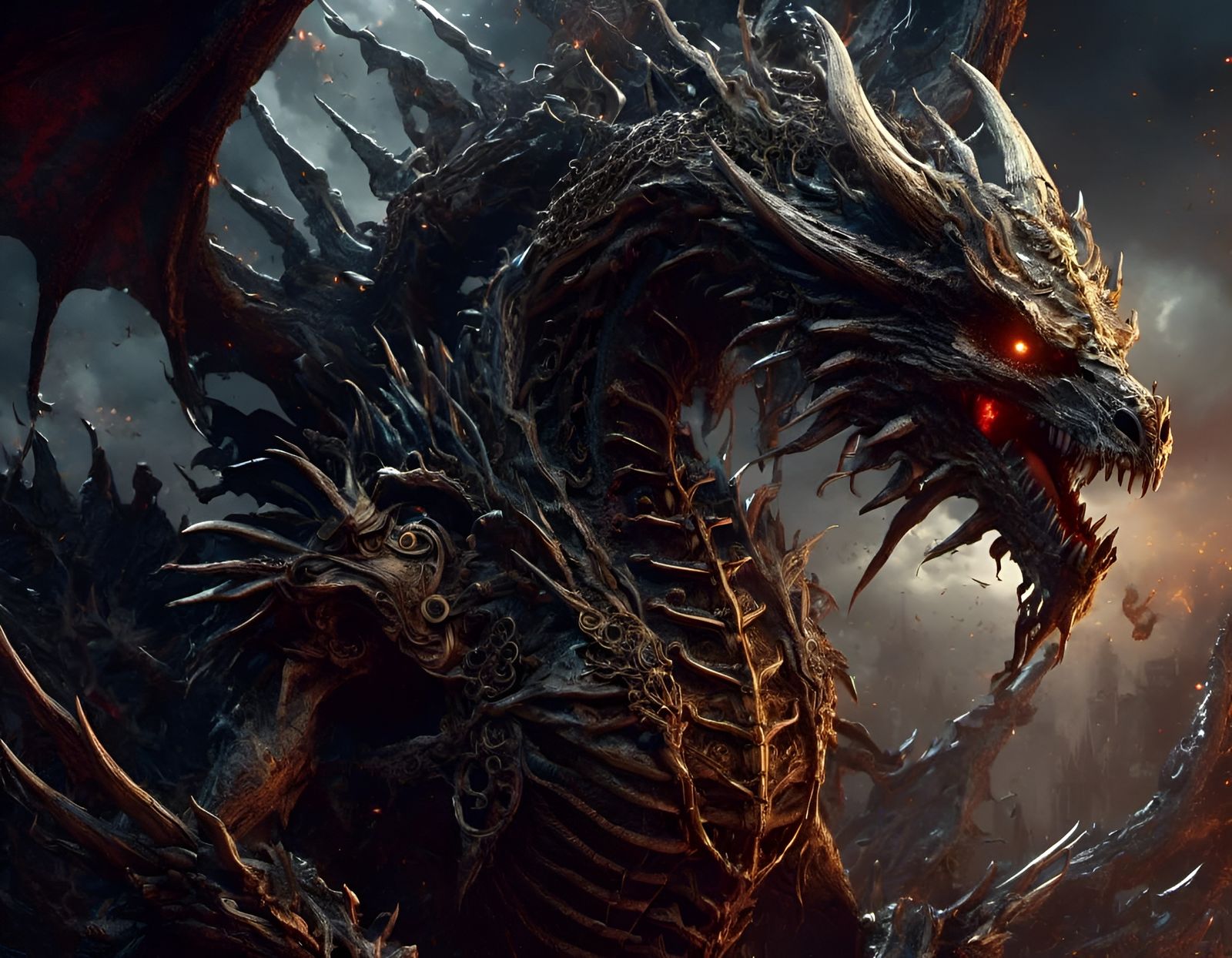 Epic Anime Portrait of Undead Dragon Monster