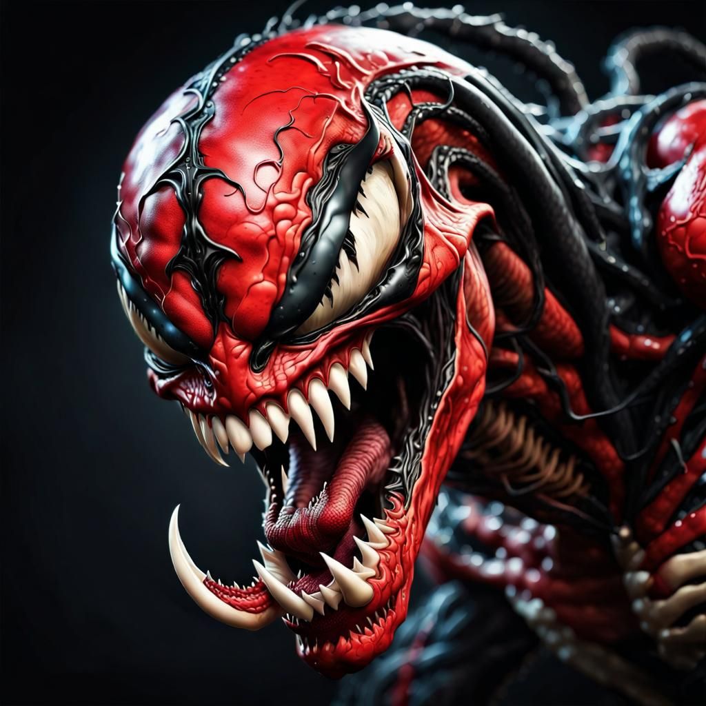 Sinister Venom Symbiote Portrait in Hyperrealistic Style