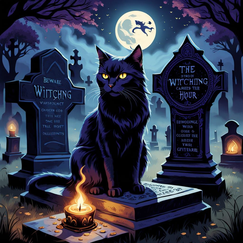 Moonlit Cemetery Romance in Dark Fantasy Style