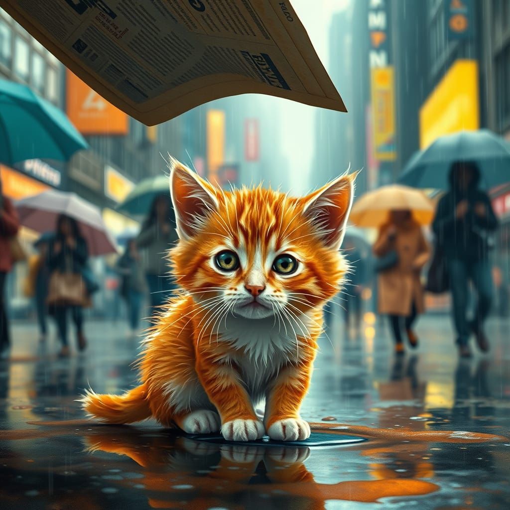 Rainy City Kitten Takes Refuge