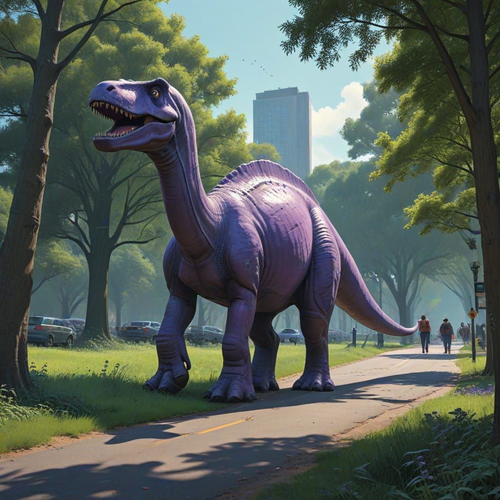 Gigantic Lavender Diplodocus Roams Central Park