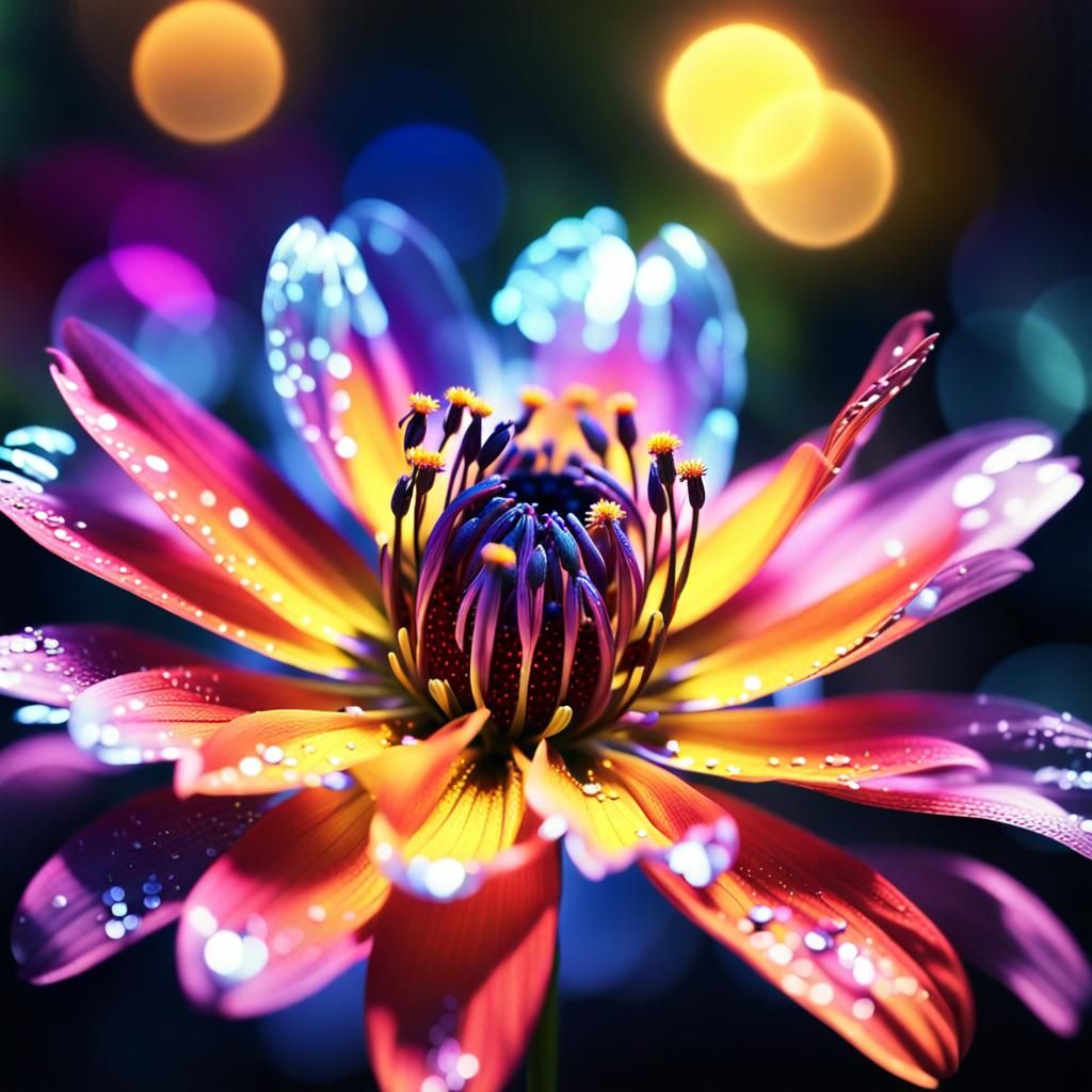 Macro Photograph of a Glowing Flower with Bokeh