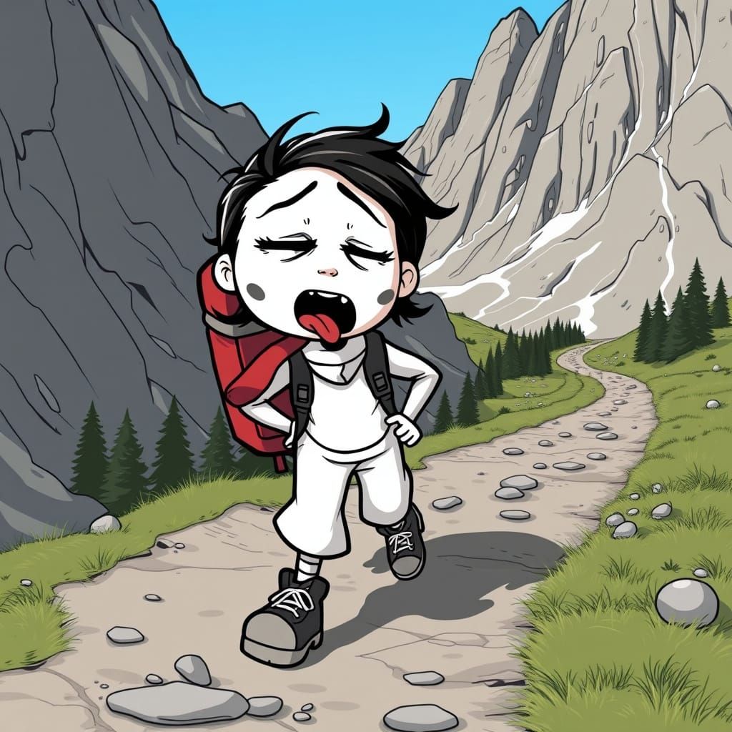 Exhausted Mime Climbs Mountain