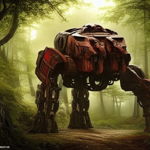 AT-TE Walker in Forest: Digital Matte Painting