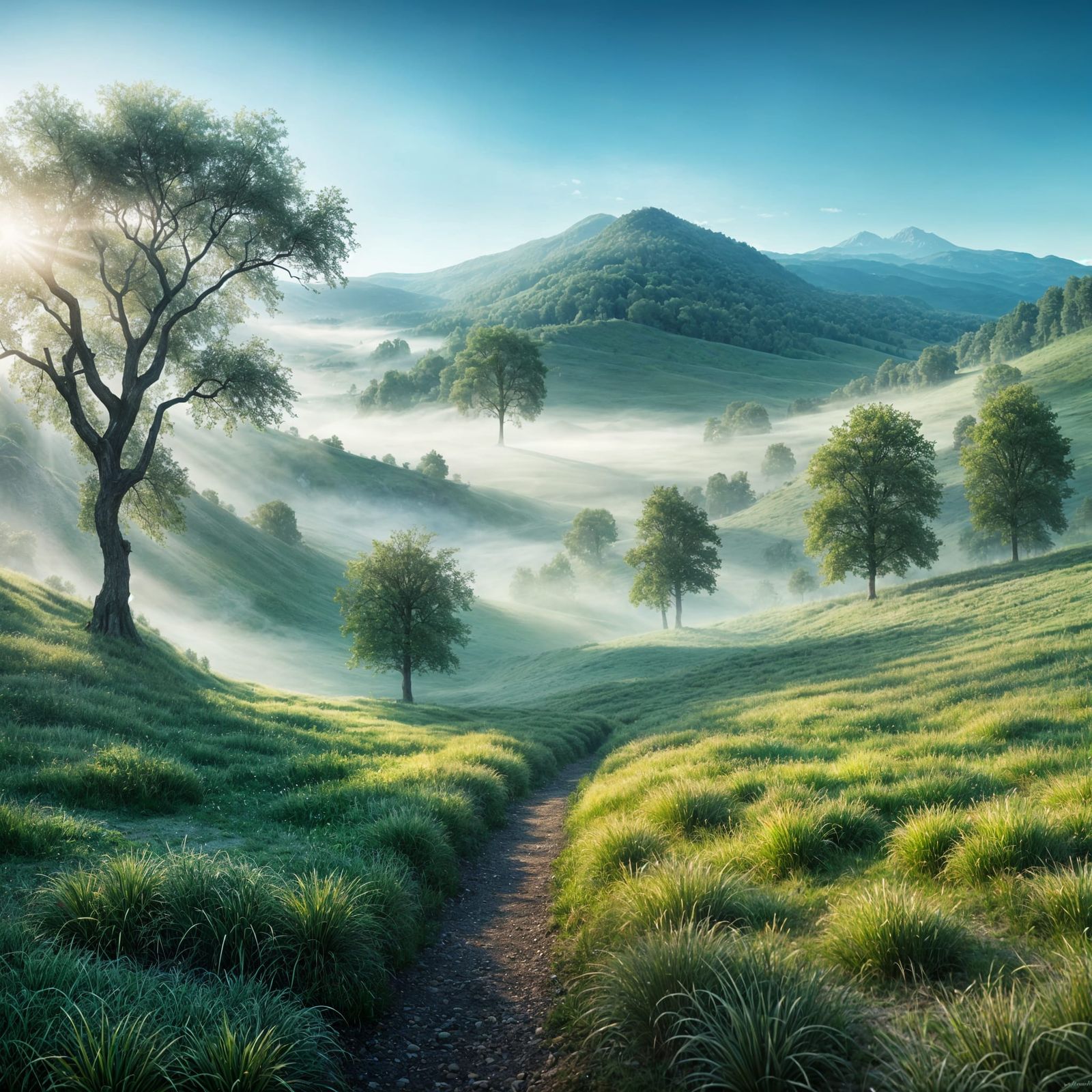 Quiet Rural Landscape at Mountain Foot