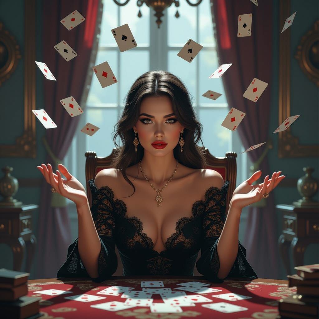 Ornate Card Room in Digital Art Style