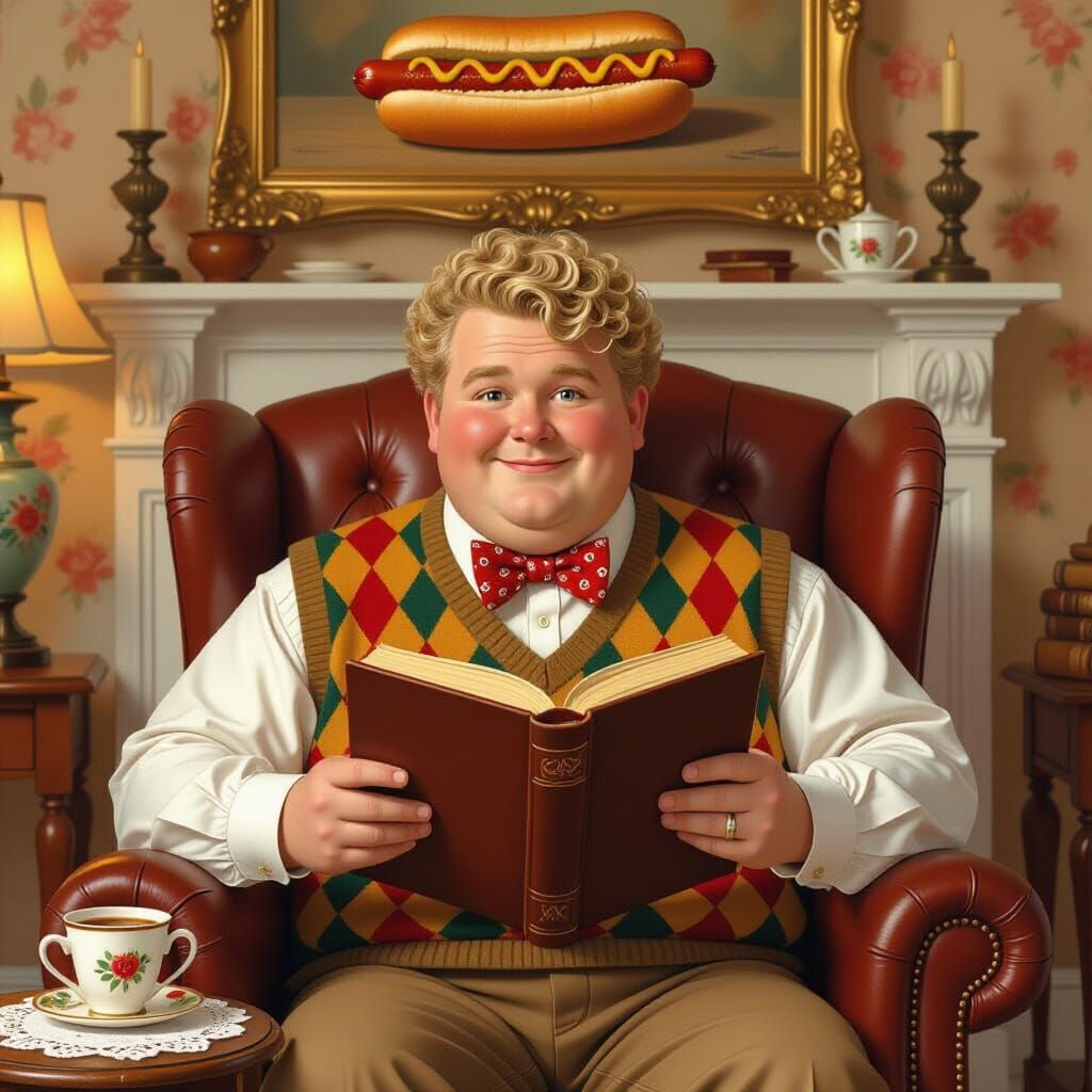 Cozy Reading Scene in Nostalgic Americana Style