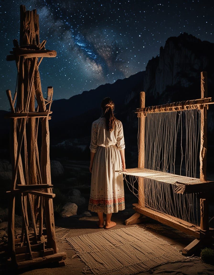 Cosmic Weaver at Ancient Loom Creating Landscapes