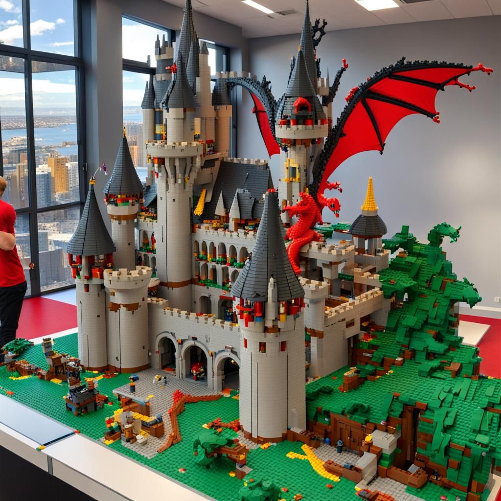 Lego Castle and Dragon in Lego World