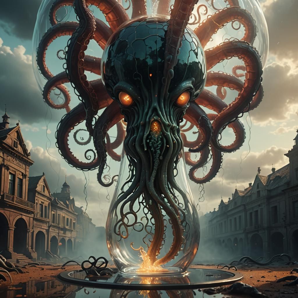 Surreal Tentacle Reaching for Brain, in 3D Render