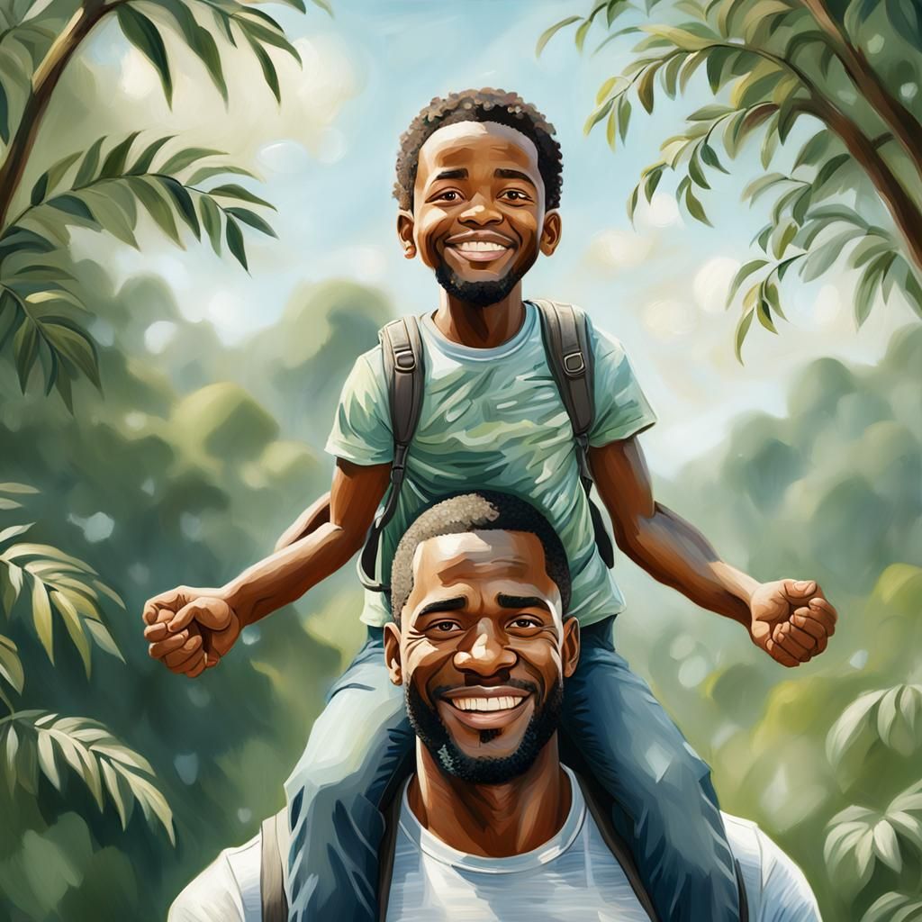 Hand-painted impasto oil painting, Close-up of a smiling you...