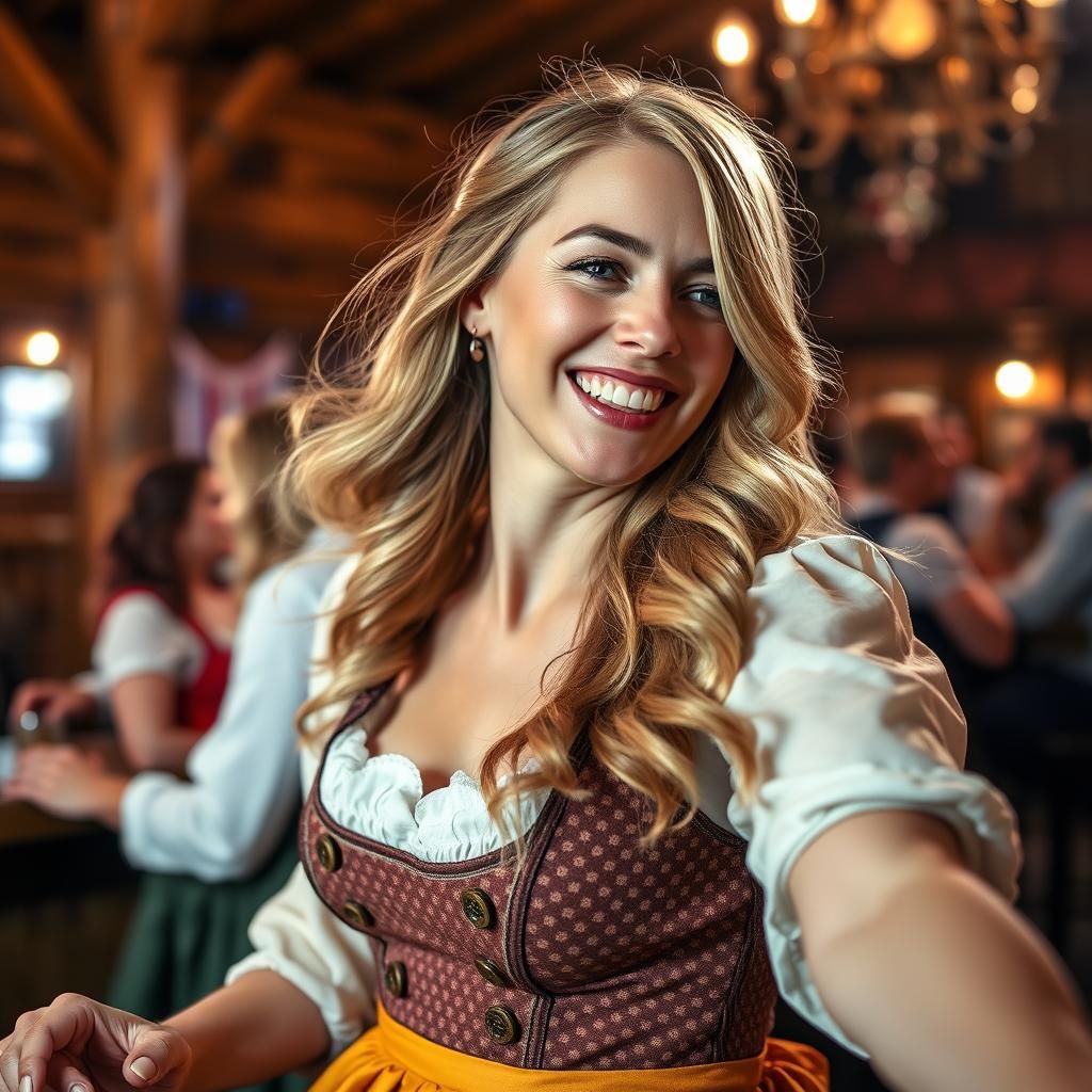 Oktoberfest Woman Dancing: High-Resolution Portrait